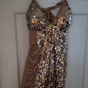 Gold Sparkle Form Fitting Dress